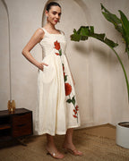 Ivory Bloom Handcrafted Midi Dress