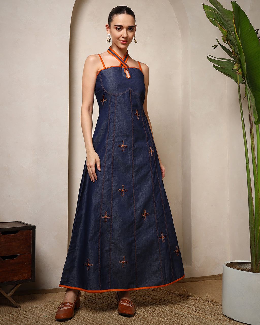 Indigo Charm Denim Maxi Dress