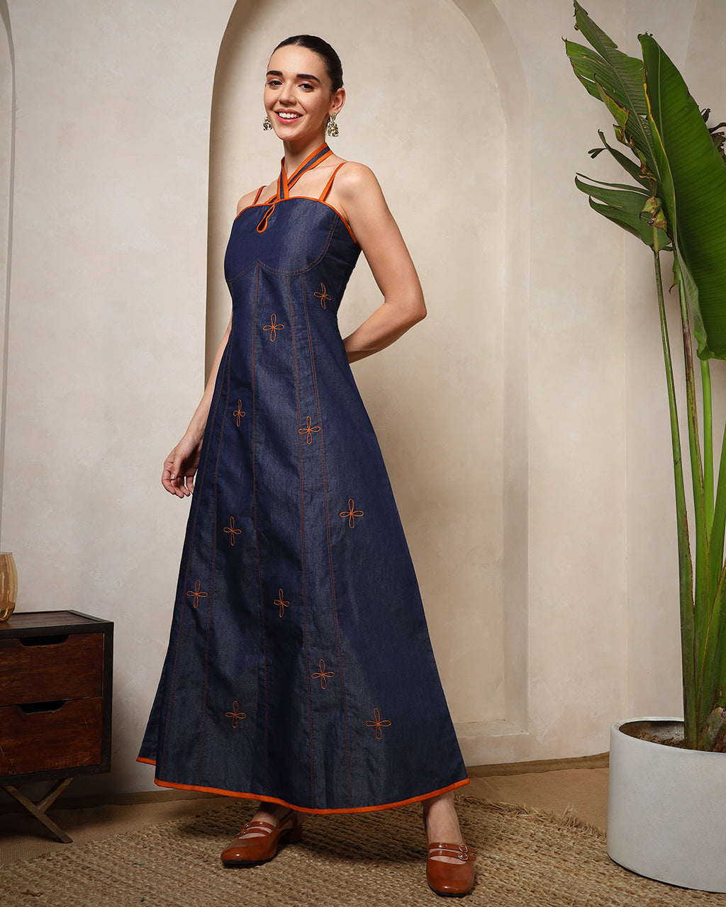 Indigo Charm Denim Maxi Dress