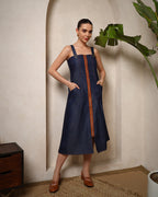 Indigo Edge Denim Midi Dress