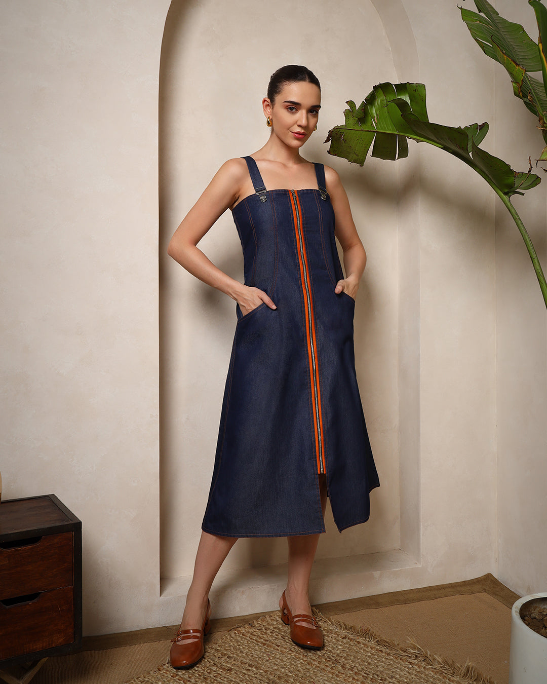 Indigo Edge Denim Midi Dress