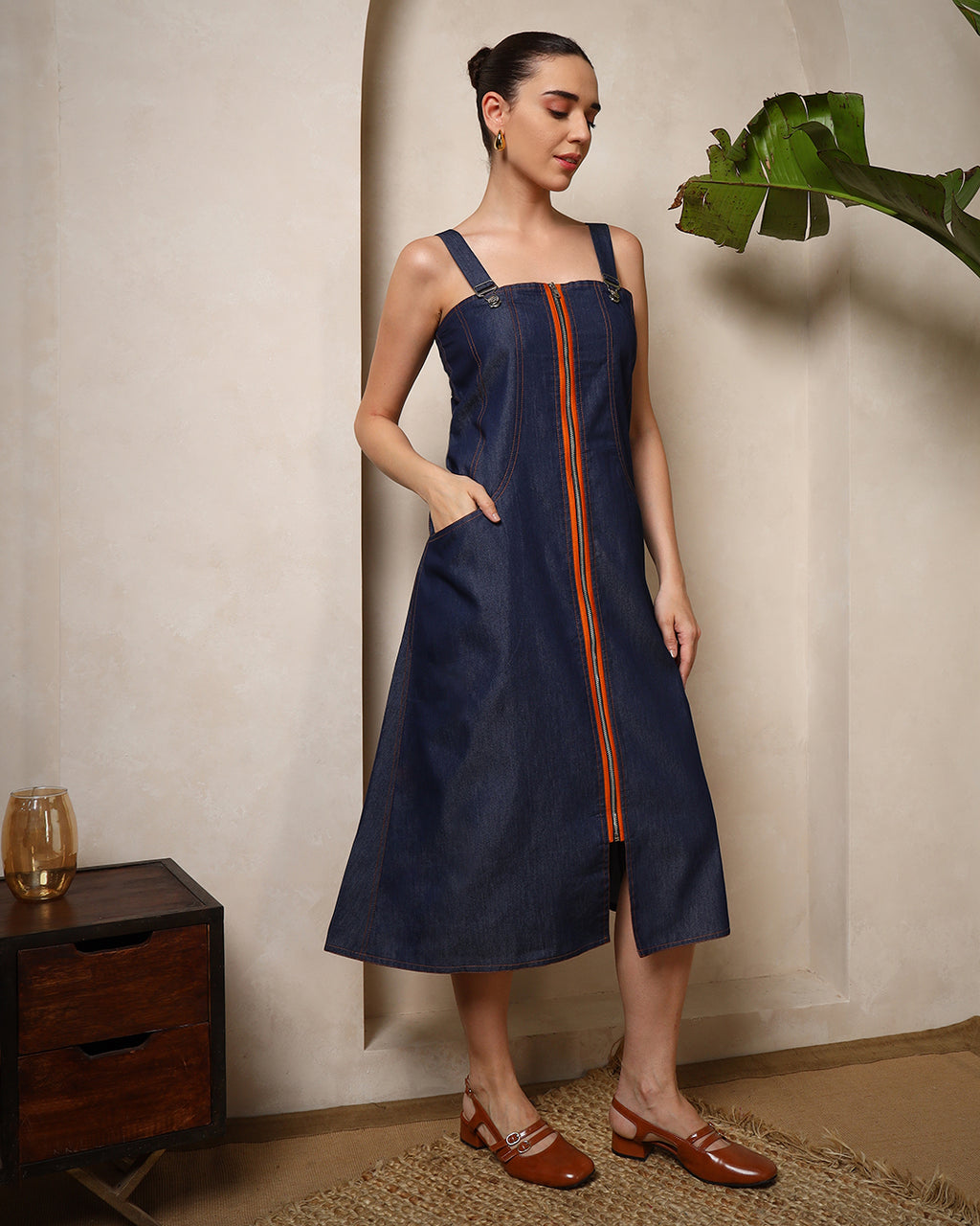 Indigo Edge Denim Midi Dress