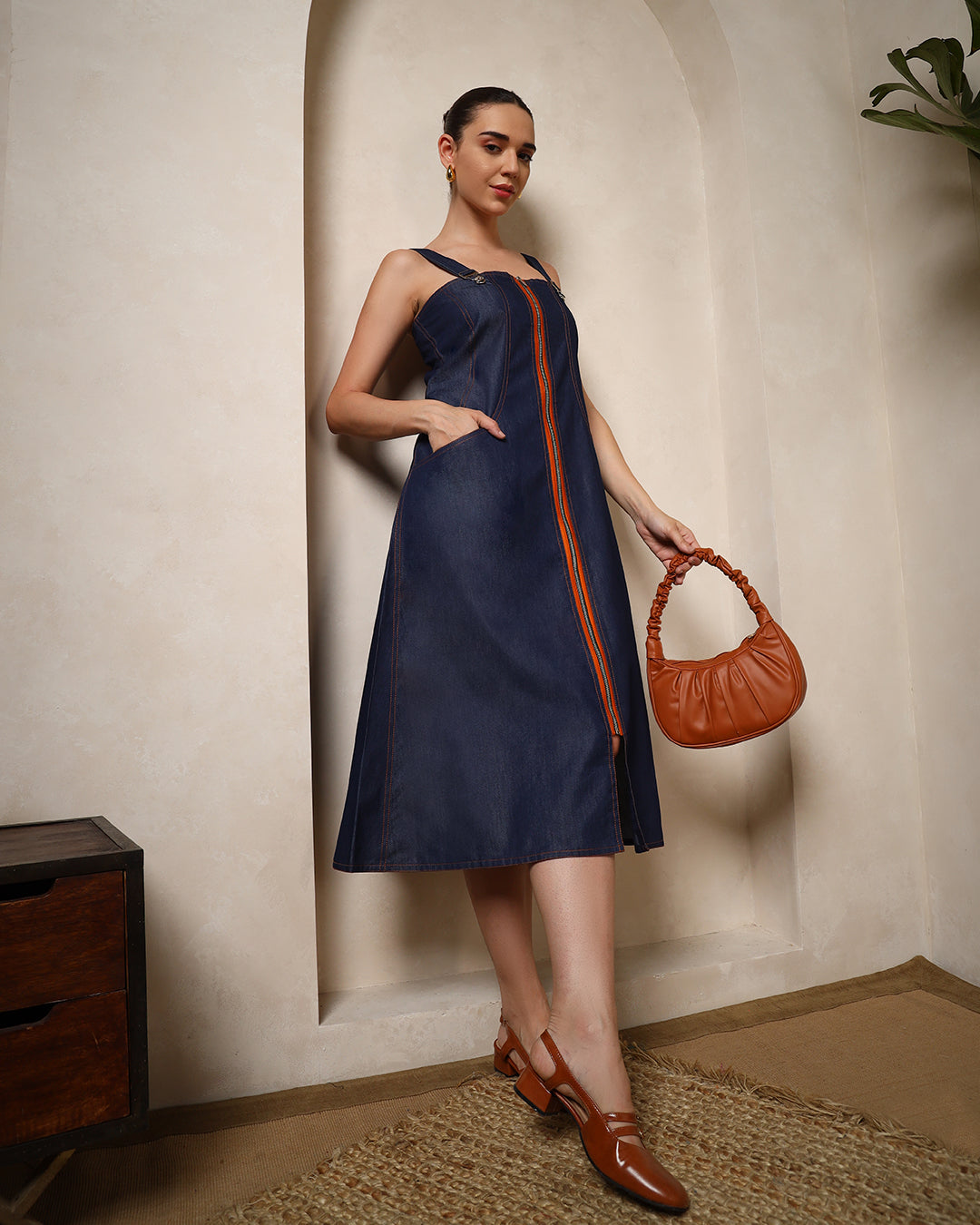 Indigo Edge Denim Midi Dress