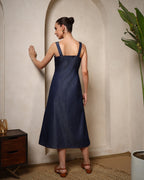 Indigo Edge Denim Midi Dress