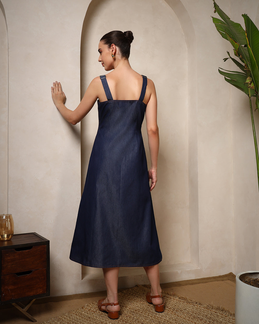 Indigo Edge Denim Midi Dress