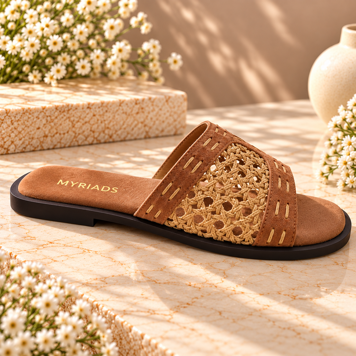 MYRIADS Women’s Woven Slide Sandals