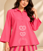 Pink Embroidered Co-Ord Set – Myriads