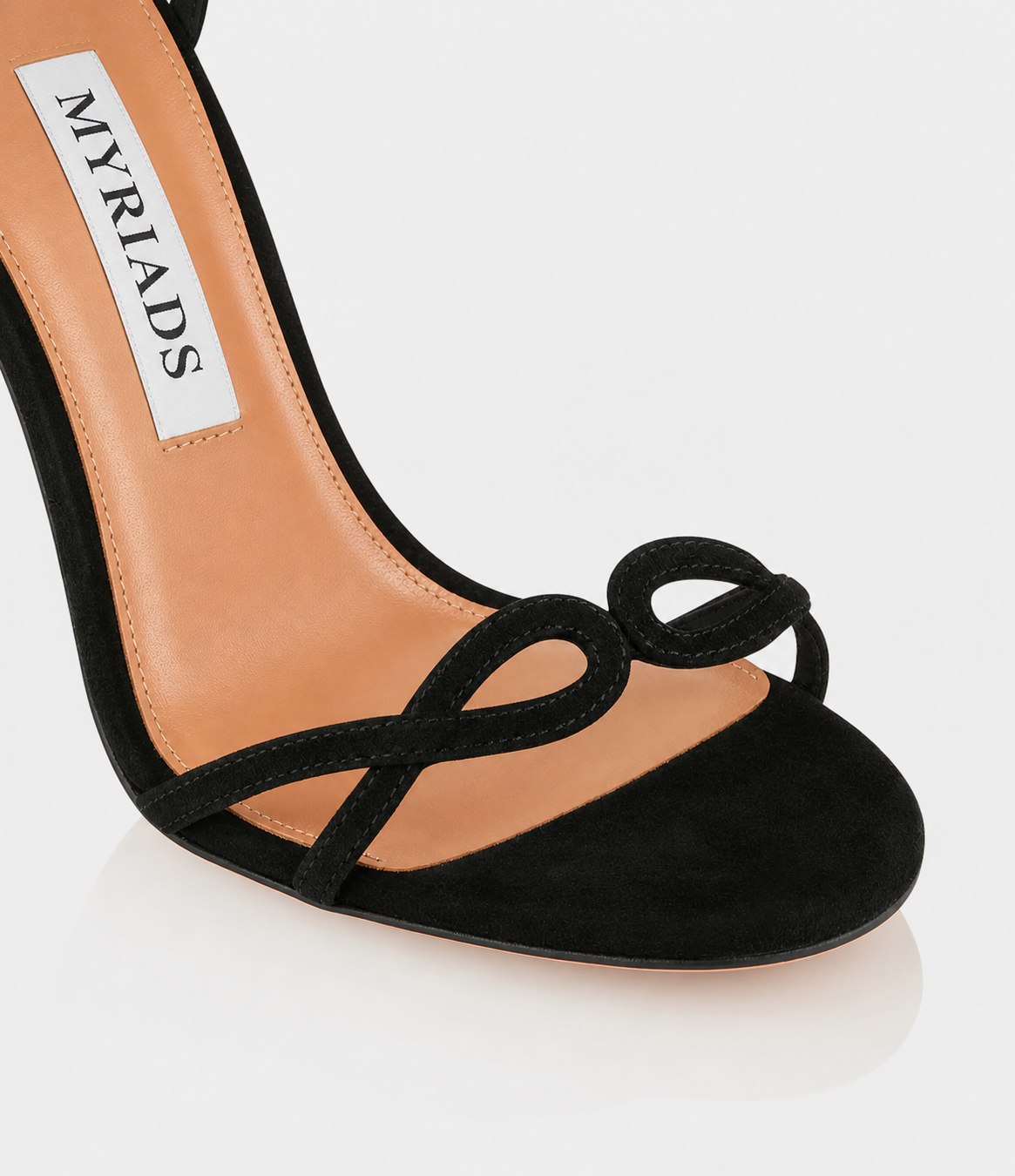 Black Suede Loop Heeled Sandals