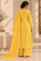 Myriads Sunshine Yellow Embroidered Suit Set