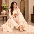 Women’s Cream Ethnic Kurta Pant Set with Printed Dupatta