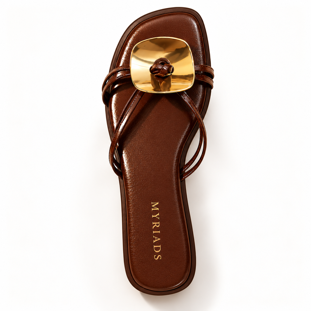Myriads Women’s Premium Chocolate Brown Flat Sandals