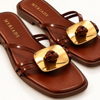 Myriads Women’s Premium Chocolate Brown Flat Sandals