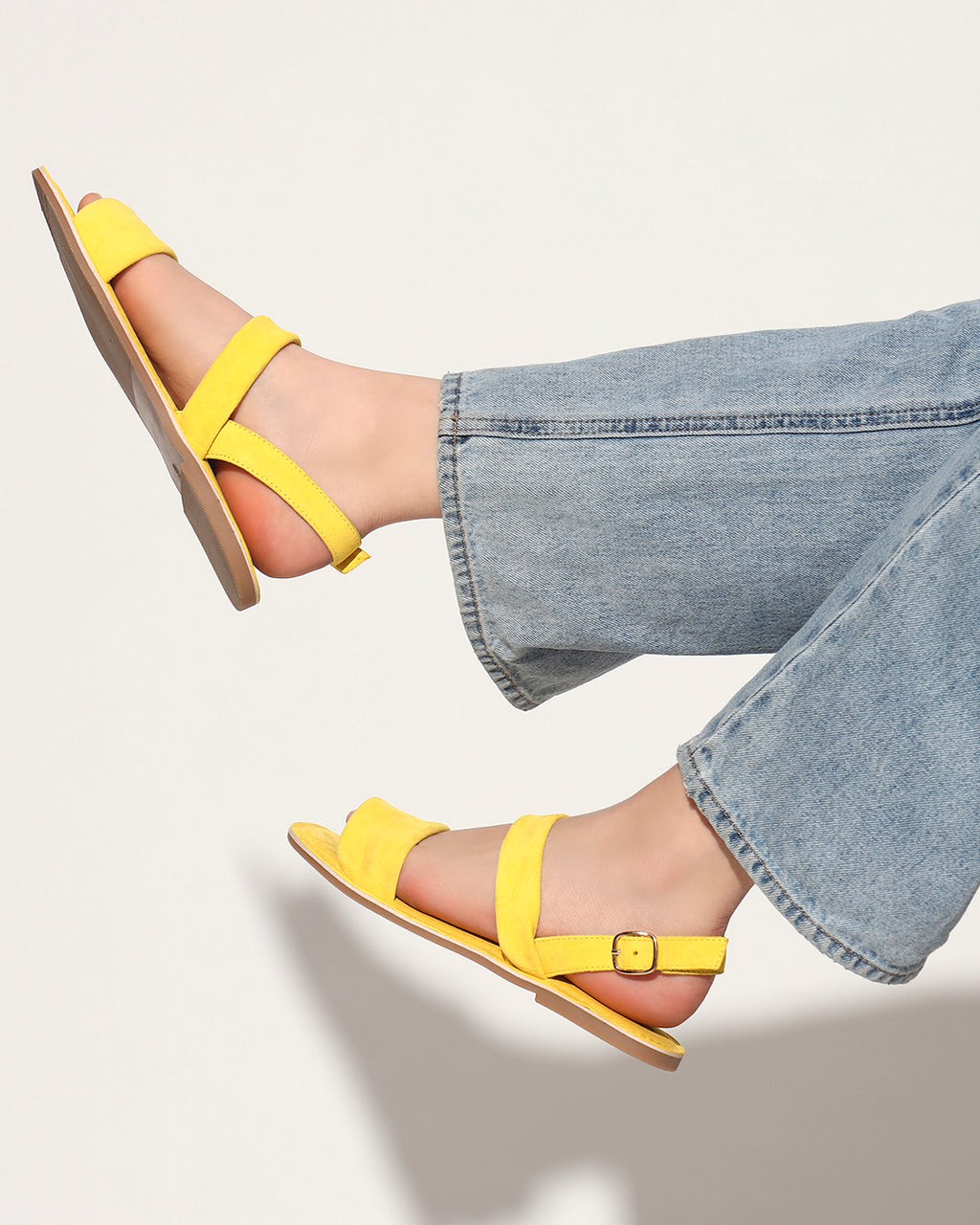 Women’s Yellow Double-Strap Flat Sandals