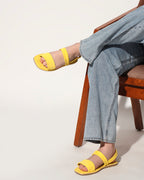 Women’s Yellow Double-Strap Flat Sandals