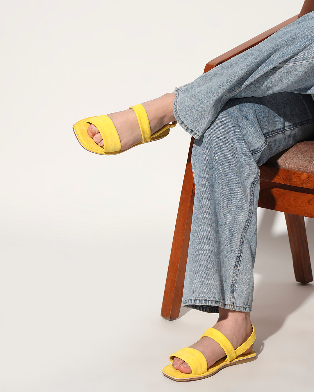 Women’s Yellow Double-Strap Flat Sandals