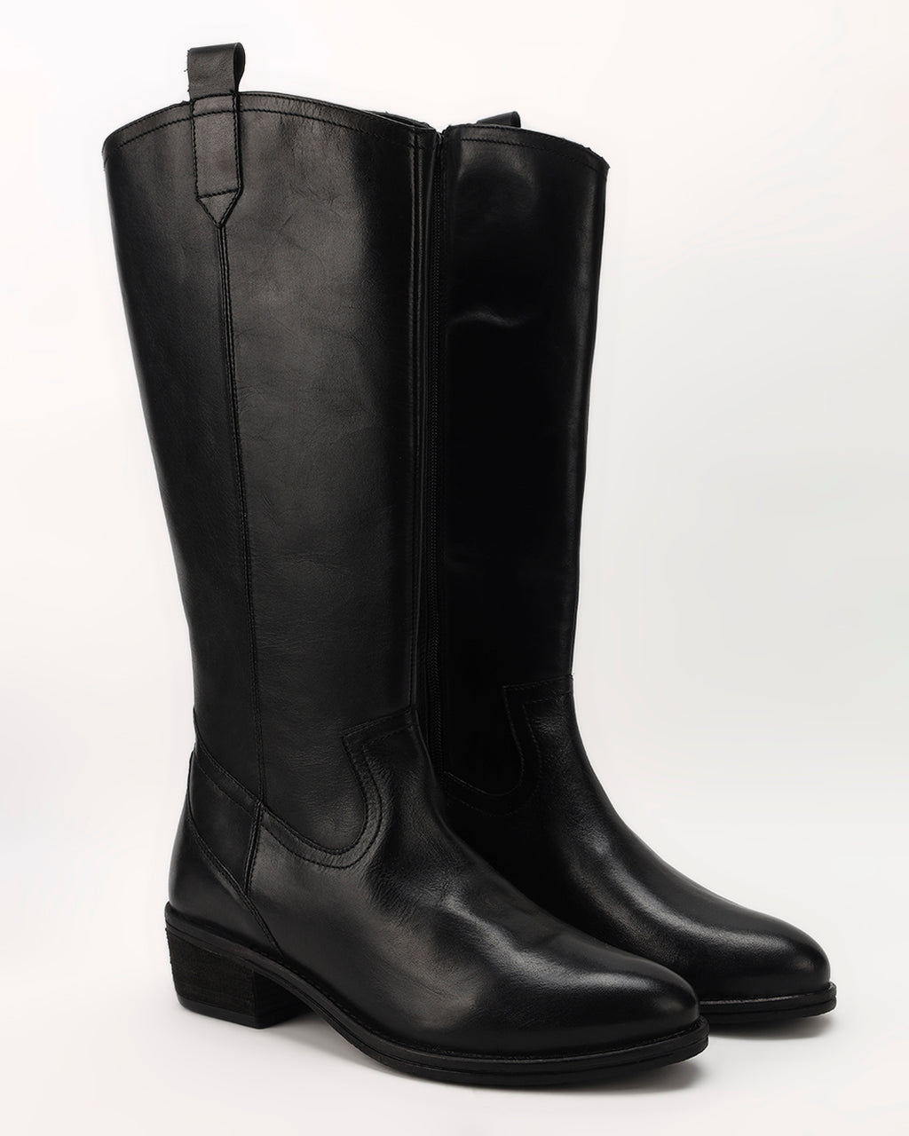 MYRIADS Classic Black Knee-High Boots
