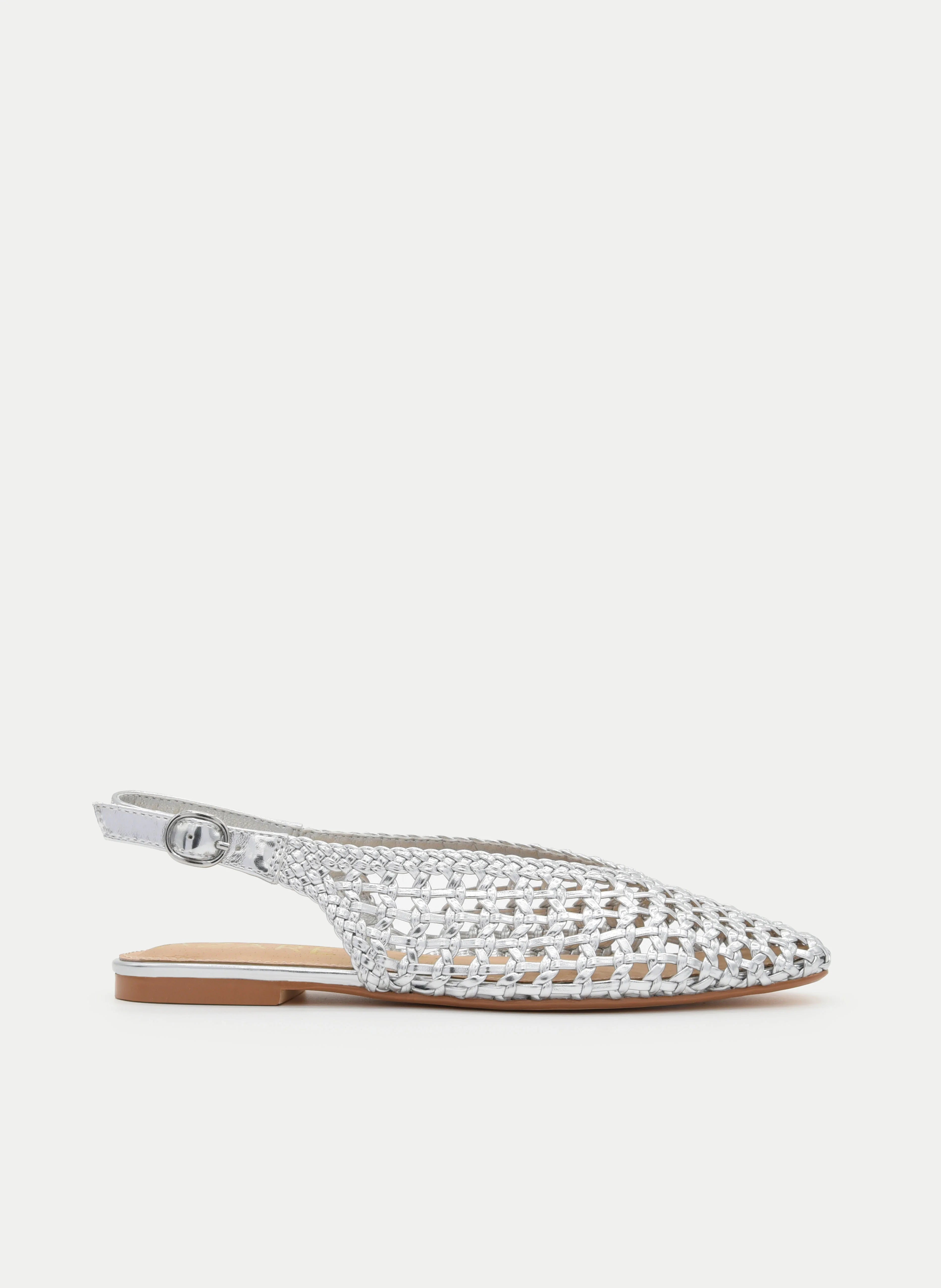 Silver Weave Slingbacks