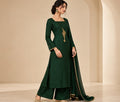 Myriads Emerald Botanical Embroidered Straight Suit Set