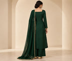 Myriads Emerald Botanical Embroidered Straight Suit Set