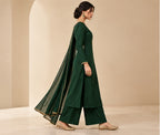 Myriads Emerald Botanical Embroidered Straight Suit Set